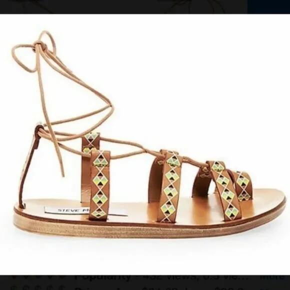 Steve Madden black geometric Boho Reeta Sandals leather gladiator size 7‎ - Picture 7 of 7